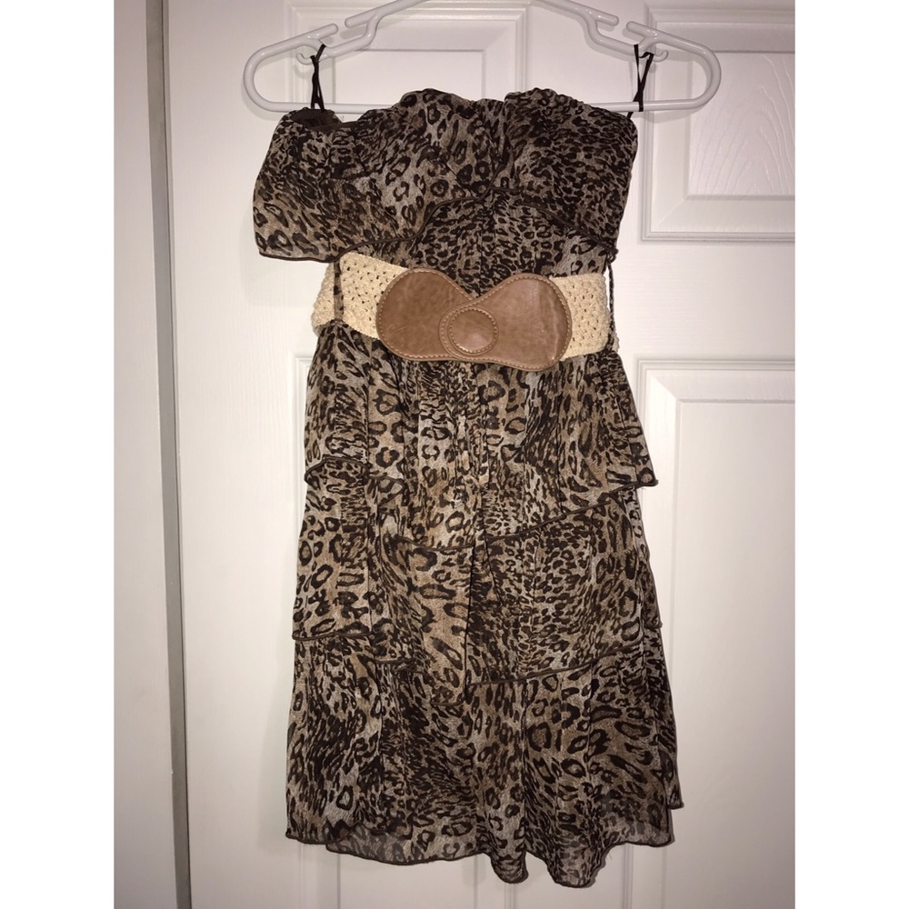 Strapless cheetah print dress